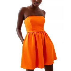 128$ FRENCH CONNECTION Whisper Strapless Mini Skirt Dress Women's Size 10 Gold